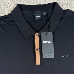 NEW Hugo Boss Mens 3XLT Black Mercerised Cotton Phillipson 200 Polo Shirt